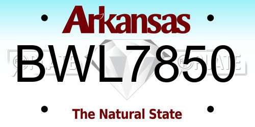 BWL7850 Arkansas License Plate