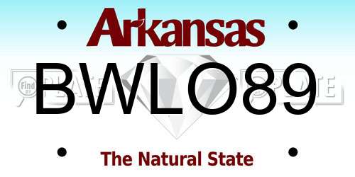 BWLO89 Arkansas License Plate