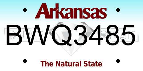 BWQ3485 Arkansas License Plate