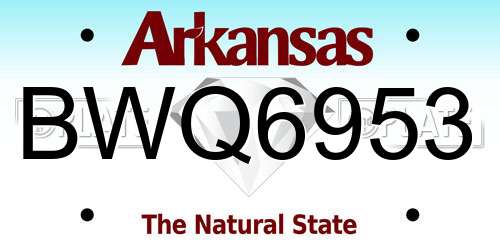 BWQ6953 Arkansas License Plate