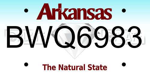 BWQ6983 Arkansas License Plate