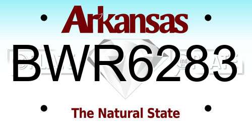 BWR6283 Arkansas License Plate
