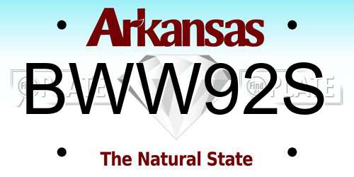 BWW92S Arkansas License Plate