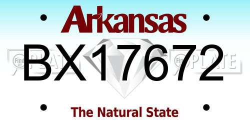 BX17672 Arkansas License Plate