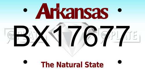 BX17677 Arkansas License Plate