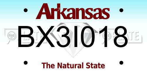 BX3I018 Arkansas License Plate