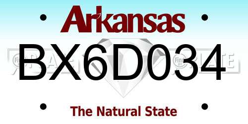 BX6D034 Arkansas License Plate