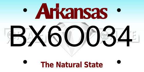 BX6O034 Arkansas License Plate
