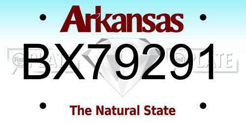 BX79291 Arkansas License Plate