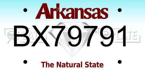 BX79791 Arkansas License Plate