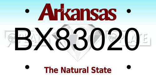 BX83020 Arkansas License Plate