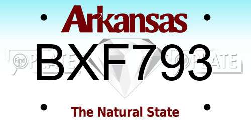 BXF793 Arkansas License Plate