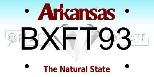 BXFT93 Arkansas License Plate