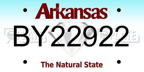 BY22922 Arkansas License Plate