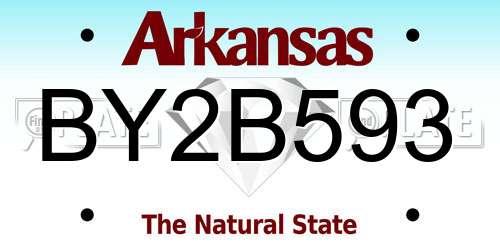BY2B593 Arkansas License Plate