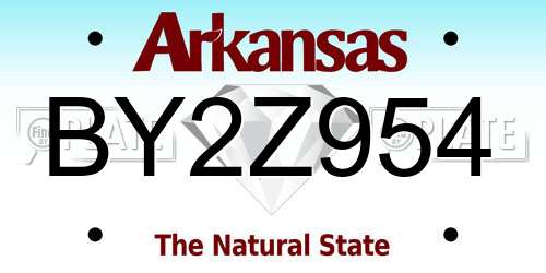 BY2Z954 Arkansas License Plate