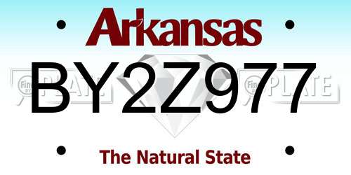 BY2Z977 Arkansas License Plate