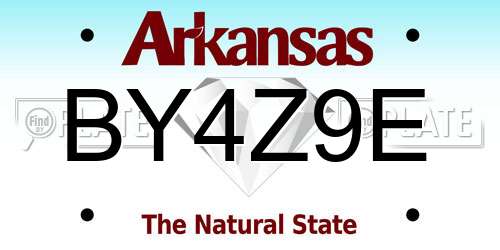 BY4Z9E Arkansas License Plate