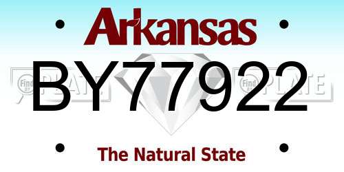 BY77922 Arkansas License Plate