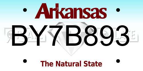 BY7B893 Arkansas License Plate