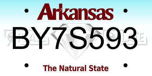 BY7S593 Arkansas License Plate