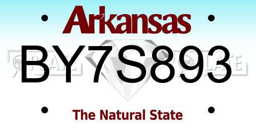 BY7S893 Arkansas License Plate