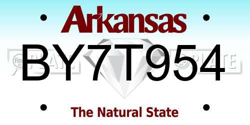 BY7T954 Arkansas License Plate