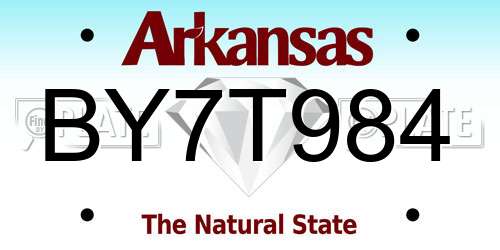 BY7T984 Arkansas License Plate