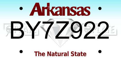 BY7Z922 Arkansas License Plate