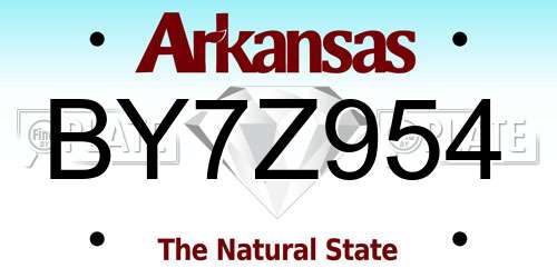 BY7Z954 Arkansas License Plate