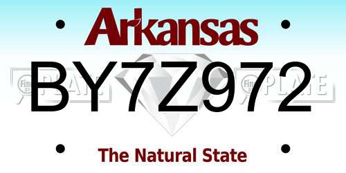 BY7Z972 Arkansas License Plate