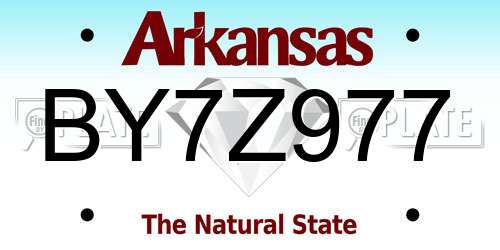 BY7Z977 Arkansas License Plate
