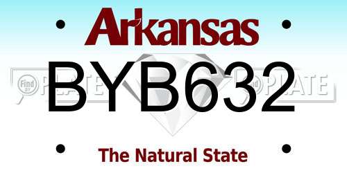 BYB632 Arkansas License Plate