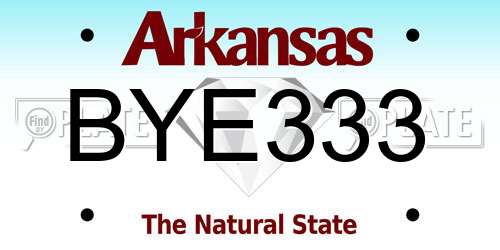 BYE333 Arkansas License Plate