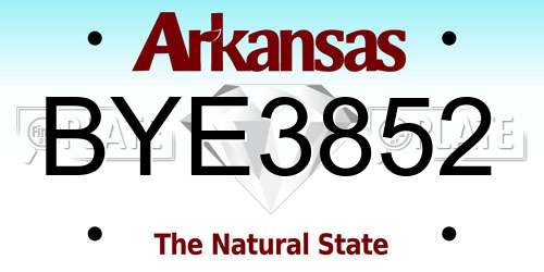 BYE3852 Arkansas License Plate
