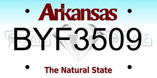 BYF3509 Arkansas License Plate