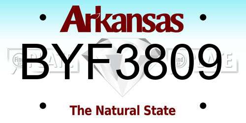 BYF3809 Arkansas License Plate