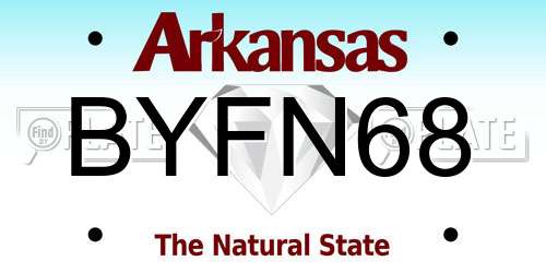 BYFN68 Arkansas License Plate