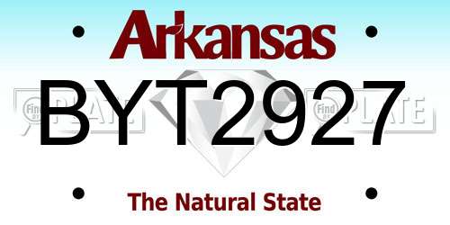 BYT2927 Arkansas License Plate