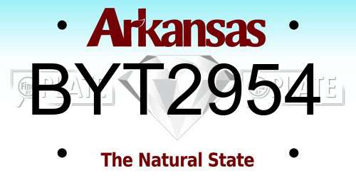 BYT2954 Arkansas License Plate