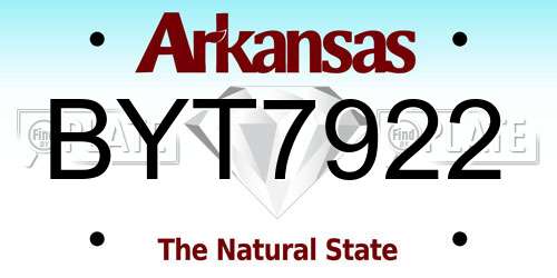 BYT7922 Arkansas License Plate