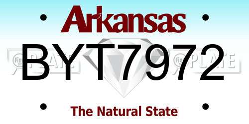 BYT7972 Arkansas License Plate