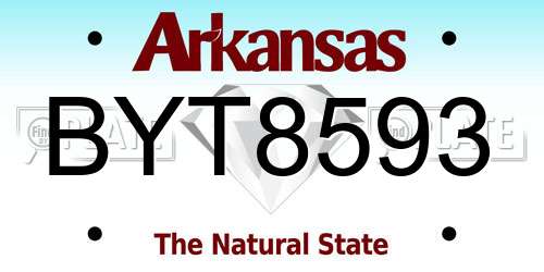 BYT8593 Arkansas License Plate