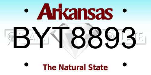 BYT8893 Arkansas License Plate