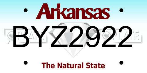 BYZ2922 Arkansas License Plate