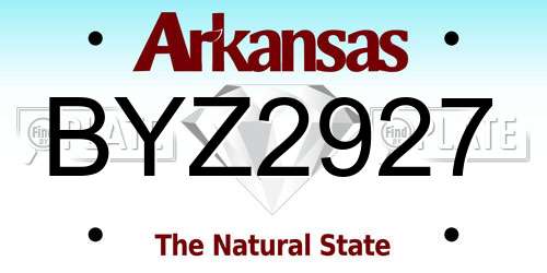 BYZ2927 Arkansas License Plate