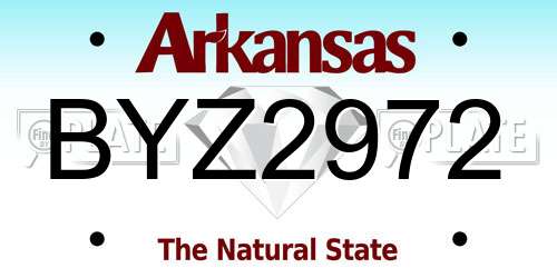 BYZ2972 Arkansas License Plate