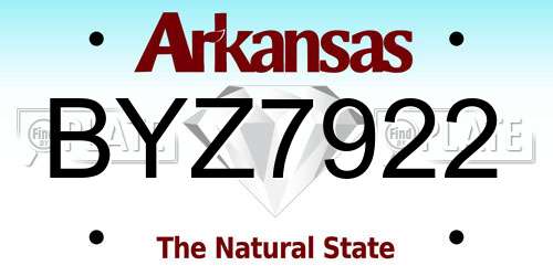 BYZ7922 Arkansas License Plate