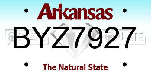 BYZ7927 Arkansas License Plate