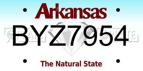 BYZ7954 Arkansas License Plate